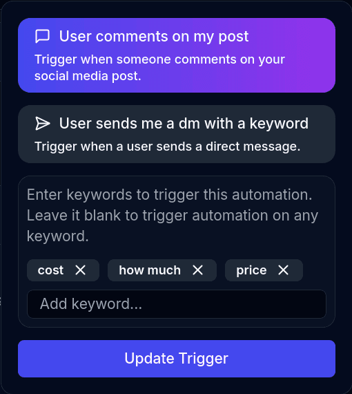 Keyword-Triggered DMs